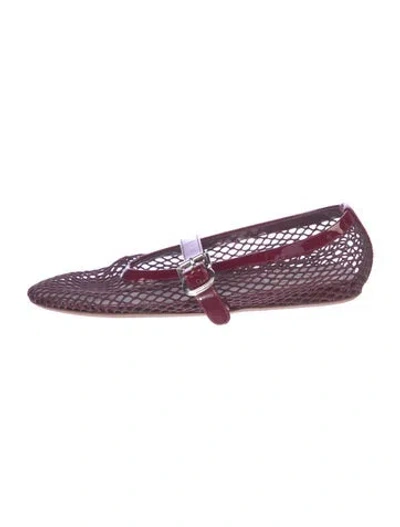 Pre-owned Alaïa Mesh Lace Pattern Mary Jane Flats In Purple