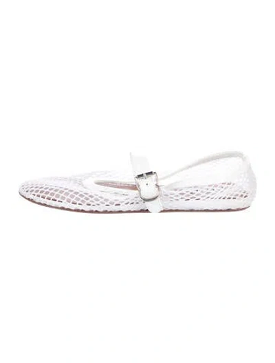 Pre-owned Alaïa Mesh Lace Pattern Mary Jane Flats In White