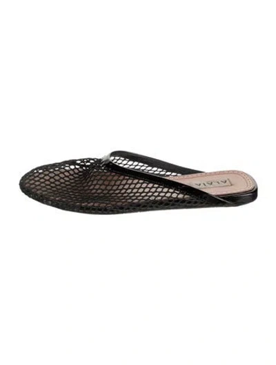 Pre-owned Alaïa Mesh Lace Pattern Mules In Black