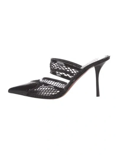 Pre-owned Alaïa Mesh Lace Pattern Mules In Black