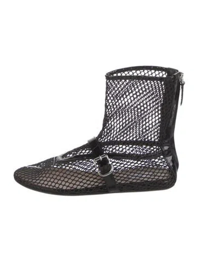Pre-owned Alaïa Mesh Leather Trim Embellishment Boots In Black