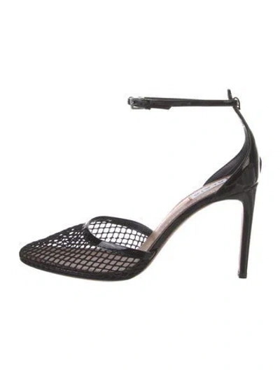 Pre-owned Alaïa Mesh Leather Trim Embellishment D'orsay Pumps In Black