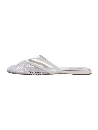 Pre-owned Alaïa Mesh Leather Trim Embellishment Flip Flops In White