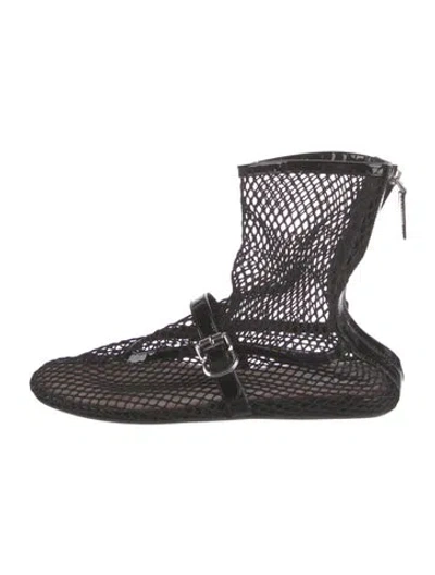 Pre-owned Alaïa Mesh Leather Trim Embellishment Sock Boots In Black