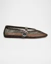 Alaïa Patent Leather-trimmed Mesh Ballet Flats