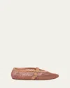 Alaïa Mesh Mary Jane Ballerina Flats In Brown
