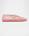 Alaïa Patent Leather-trimmed Mesh Ballet Flats In Candy
