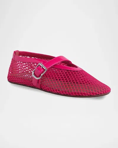 Alaïa Mesh Mary Jane Ballerina Flats In Pink
