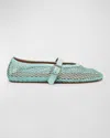 Alaïa Mesh Mary Jane Ballerina Flats In Lagon