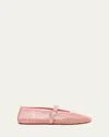 Alaïa Mesh Mary Jane Ballerina Flats In Pink