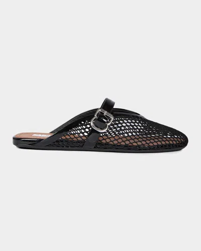 Alaïa Mesh Mary Jane Ballerina Mules In Black