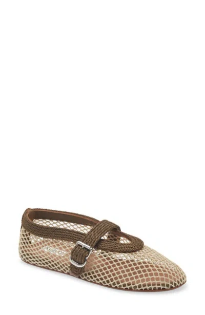 Alaïa Mesh Mary Jane Flat In Neutral