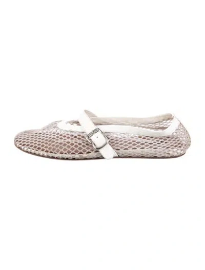 Pre-owned Alaïa Mesh Mary Jane Flats In White