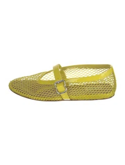 Pre-owned Alaïa Mesh Mary Jane Flats In Yellow