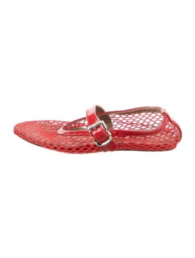 Pre-owned Alaïa Mesh Mesh Accents Mary Jane Flats In Orange
