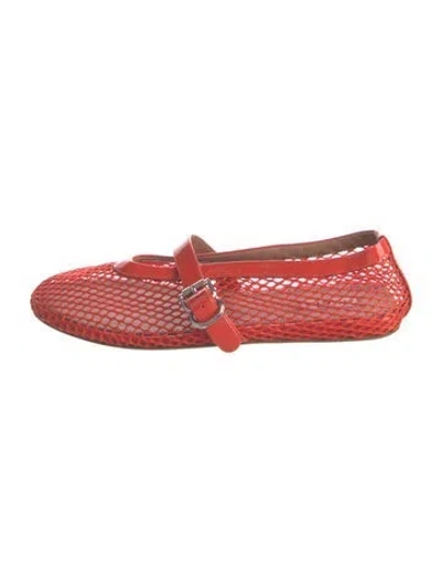 Pre-owned Alaïa Mesh Mesh Accents Mary Jane Flats In Red