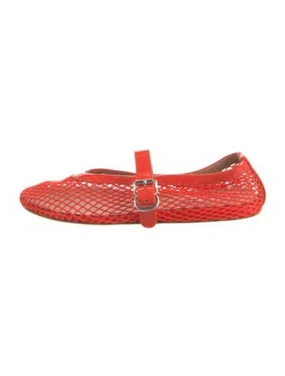 Pre-owned Alaïa Mesh Mesh Accents Mary Jane Flats In Red