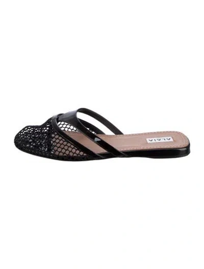 Pre-owned Alaïa Mesh Mesh Accents Slides In Black