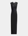 Alaïa Mesh Molded Cutout Gown In Noir Alaia