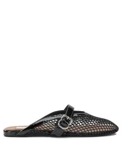 Alaïa Alaia Flat Mesh Mules With Buckle Strap In Black
