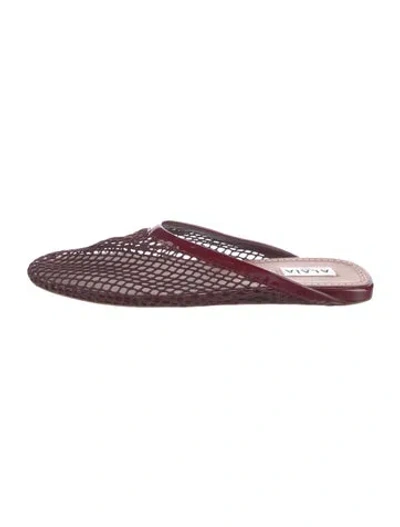 Pre-owned Alaïa Mesh Mules In Burgundy