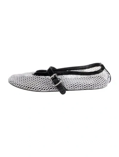 Pre-owned Alaïa Mesh Patterned Ballet Flats In Black/white