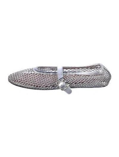 Pre-owned Alaïa Mesh Patterned Ballet Flats In Metallic/silver