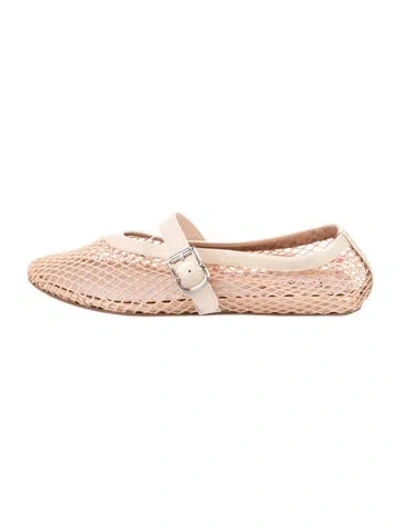 Pre-owned Alaïa Mesh Patterned Mary Jane Flats In Neutrals