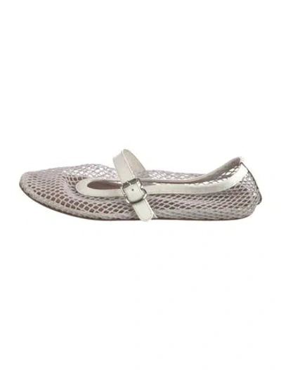 Pre-owned Alaïa Mesh Patterned Mary Jane Flats In White