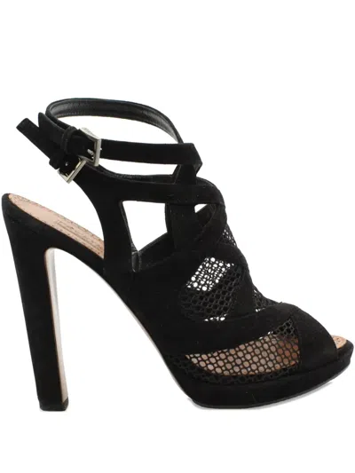 Pre-owned Alaïa Mesh Platform Sandals In Black