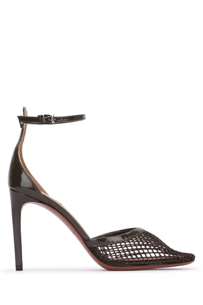 Alaïa Alaia Mesh Pointed-toe Ankle-strap Pumps In Brown