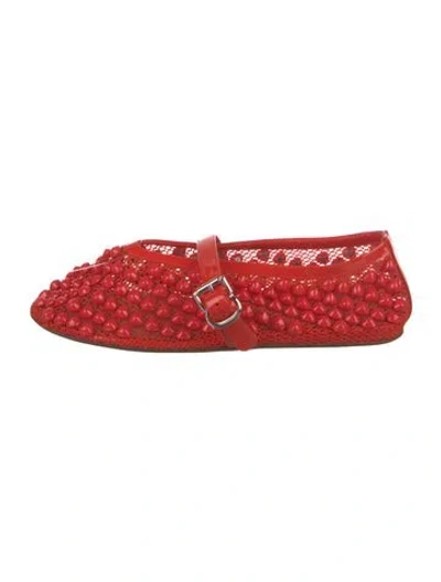 Pre-owned Alaïa Mesh Printed Flats In Red