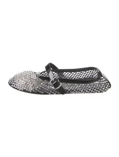 Pre-owned Alaïa Mesh Printed Mary Jane Flats In Black