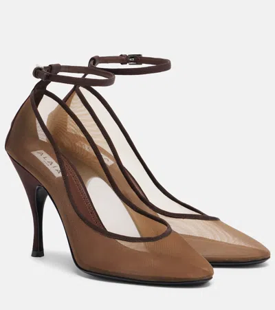 Alaïa Mesh Pumps In Brown