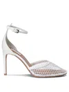 Alaïa Fishnet Patent Ankle-strap Pumps In White