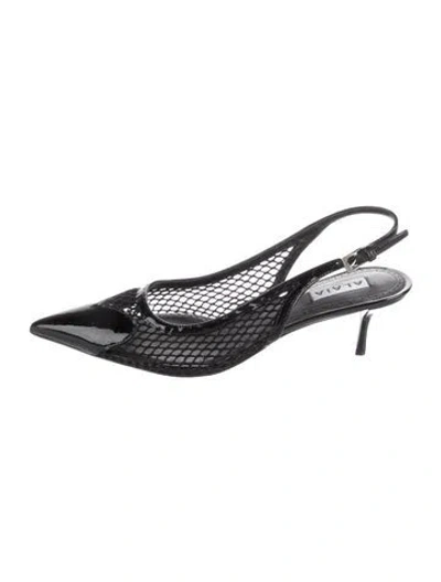 Pre-owned Alaïa Mesh Slingback Pumps In Black