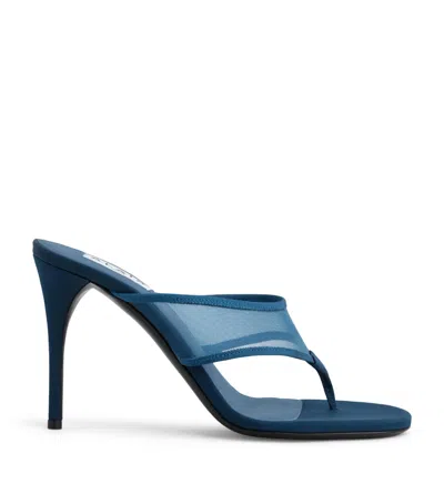 Alaïa Mesh Thong Mules 90 In Blue