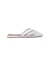 Alaïa Silver Mesh Mule Flats In White