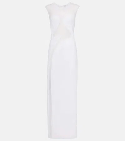 Alaïa Mesh-trimmed Maxi Dress In White