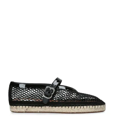 Alaïa Mesh-leather Espadrille Ballet Flats In Black