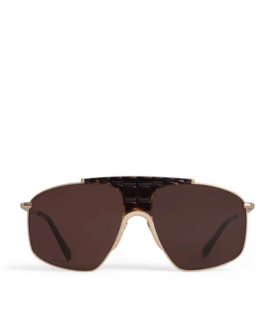 Alaïa Metal Aviator Mask Sunglasses In Brown