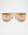 Alaïa Metal Shield Sunglasses In Gold