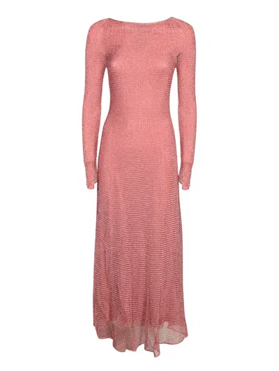Alaïa Metallic Chain Long Dress In Pink