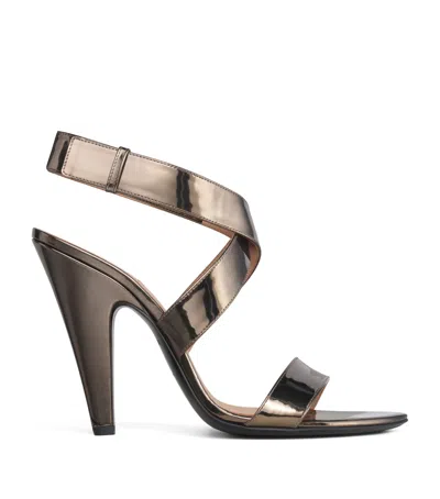 Alaïa Metallic Leather Cone Sandals 110 In Brown