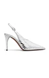 Alaïa Womens Art Deco Mirrored Leather Slingback Heels Silv In Silver