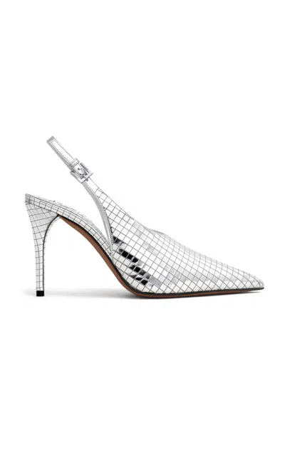 ALAÏA ALAÏA METALLIC LEATHER SLINGBACK PUMPS