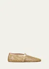 Alaïa Metallic Net Mary Jane Ballerina Flats In Or
