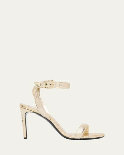 Alaïa Metallized Leather Ankle-strap Sandals In Animal Print