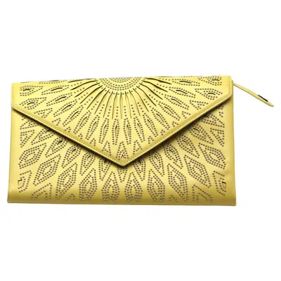 Pre-owned Alaïa Alaia Metal-mounted Yellow Leather Clutch