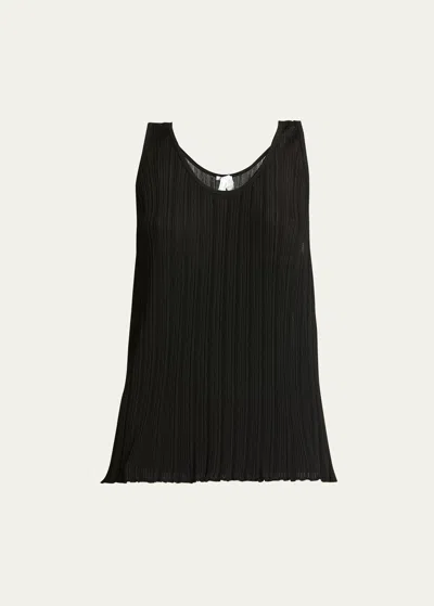 Alaïa Micro Pleat Tank Top In Black